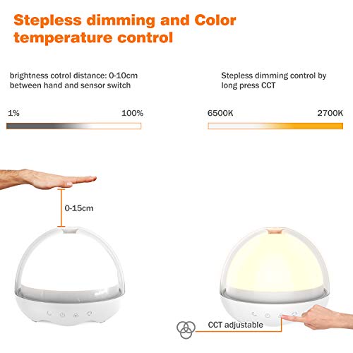 Table Lamp, Touch Sensor Bedside Lamps Dimmable Night Light with Color Changing RGB for Bedroom/Living Room/Office/Outdoor, (White/Warm White, Color Temperature 2700K-6500K) - Thumbnail 2