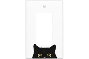 Cute Cat Black Single Gang Rocker Light Switch Cover Plates Decorative Outlet Covers, 1 Gang Rocker Wall Plate