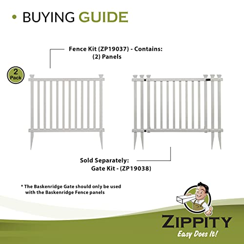 Zippity Outdoor Products ZP19037 No Dig Baskenridge SemiPermanent Vinyl Fence, White (36in H x