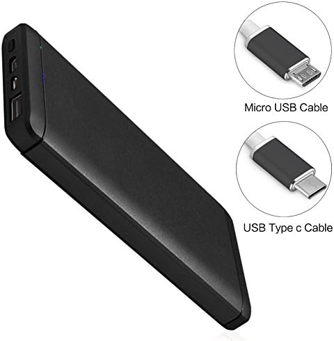 10000mah Quick Charger 3.0 Power bank Quick Charge YoFeW Type C 5V/3A input Output Portable Charger (Black)