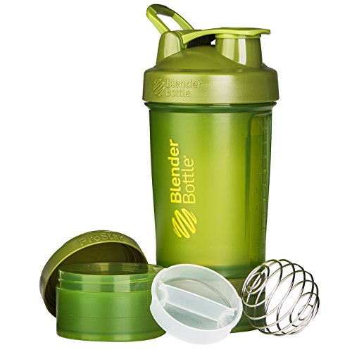 BlenderBottle ProStak System with 22-Ounce Bottle and Twist n' Lock Storage, Moss Green