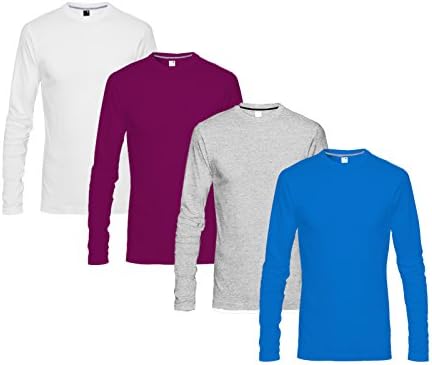 BLIVE Men's Round Neck Full Sleeve Tshirt White Meroon Grye Royal Blue