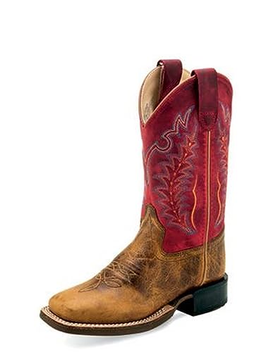 Old West Boots Boy's Red (Toddler/Little Kid) Brunt Brown Foot/Cloudy Red Shaft 10 Toddler M at Amazon