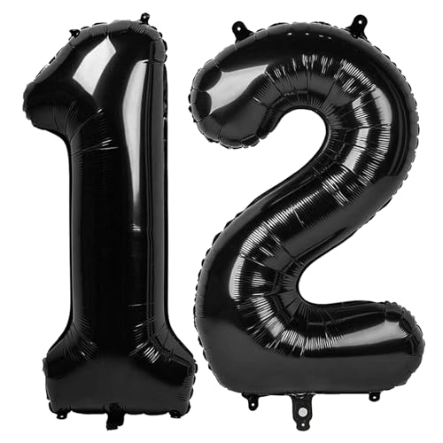 12 Balloon Black Number Balloons
