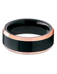 Silly Kings 8 mm. negro tungsteno banda oro rosa tungsteno anillo de boda compromiso banda