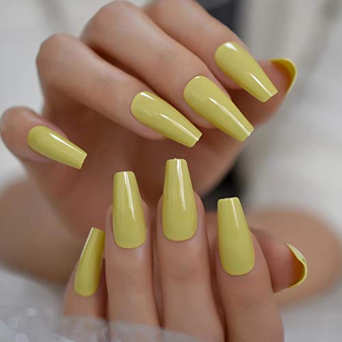 EDA LUXURY BEAUTY YELLOW GLAMOROUS DESIGN Full Cover Press On Gel Glitter Artificial Nail Tips Acrylic Shiny Extreme False Nails Extra Long Ballerina Ballet Coffin Square Super Fashion Fake Nails 2 EDA LUXURY BEAUTY YELLOW GLAMOROUS DESIGN Full Cover Press On Gel Glitter Artificial Nail Tips Acrylic Shiny Extreme False Nails Extra Long Ballerina Ballet Coffin Square Super Fashion Fake Nails