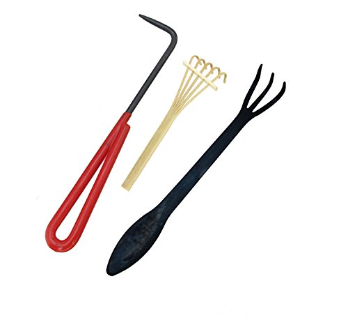 BambooMN Brand - 3 Piece Root Set - 9" Root Pick, 9" Root Rake, and Free 5" Mini Rake