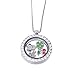 RUBYCA Living Memory Floating Charm Round Glass Locket Pendant Necklace 20 Inches 1pcs Silver Tone White Crystal