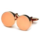 PenSee Classic Business Wedding Stainless Steel Cufflinks for Men With Gift Box - Rose Gold-Round