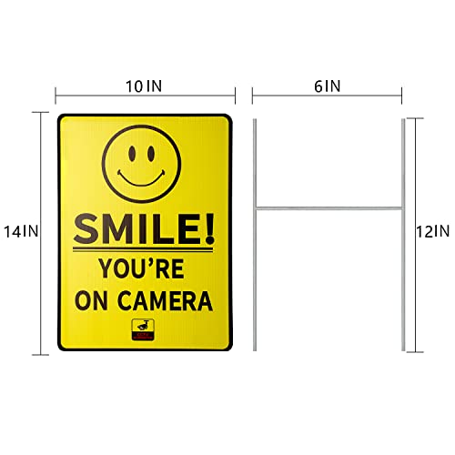 MUXYH 2 Pack Smile You’re On Camera Yard Sign, 10''X14'' Video