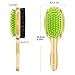 Dog Bath Massage Brush for Dog Cat Shower Grooming, Double Sided Silicone Pin Bristle Bamboo Comb Remove Loose Dirt Shedding Hair for Short Medium Long Hair Pet