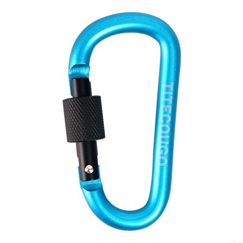TITECOUGO Aluminum Alloy D-Ring High Strength Carabiner Key Chain Clip Hook For Camping Hiking outdoor (Not for Climbing) Sky Blue Black