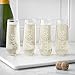Cathy's Concepts Celebrate Stemless Champagne Flutes – Silver Engraving, 4 Celebratory Sayings, 4-Glass Set