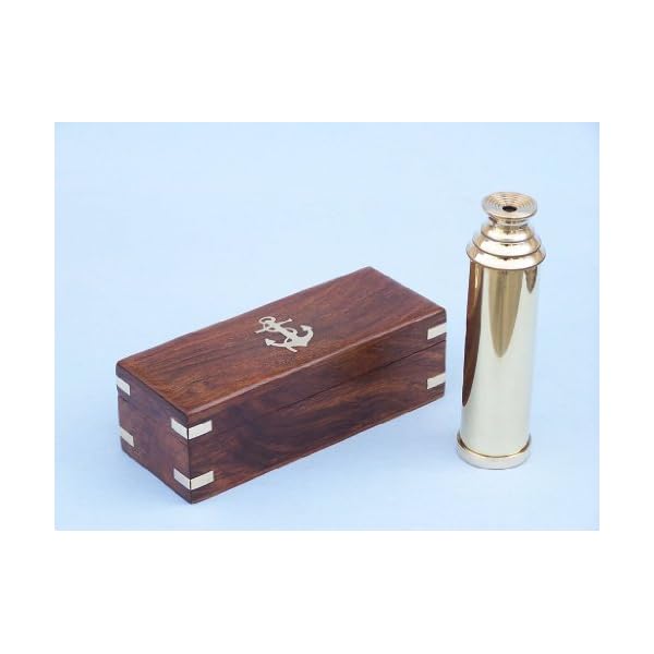 Hampton Nautisches Captain 's Messing Spyglass Teleskop mit Rosenholz Box, 38,1 cm Messing – Bild 6