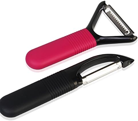 Aqi Kitchen Tool Set, 2-Piece Fruit &amp; Vegetable Peeler Set with Silica Gel Environmental Sharp Blade(black). Light and Portable.