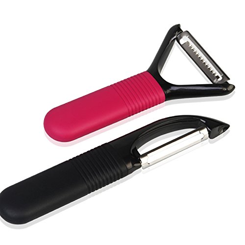 Aqi Kitchen Tool Set, 2-Piece Fruit &amp; Vegetable Peeler Set with Silica Gel Environmental Sharp Blade(black). Light and Portable.