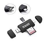 Vanja USB Type C Micro USB OTG Adapter and USB 2.0 Portable Memory Card Reader for SDXC, SDHC, SD, MMC, RS-MMC, Micro SDXC, Micro SD, Micro SDHC Card and UHS-I Cards