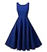 NINEWE Classic 50s Audrey Hepburn Boat Neck Black Swing Retro Vintage Dress Blue M