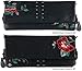 K&Bo Women's Cross Body Bag and Clutch, Black Studs with Floral Embroidery