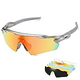 DUCO POLARIZED Sports Sunglasses Cycling Glasses With 5 Interchangeable Lenses 0028 Gunmetal