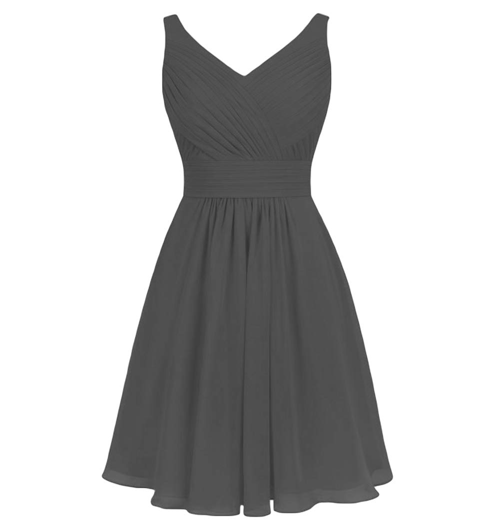 Liyuke Chiffon Short Prom Dress Aline Ruched Bridesmaid