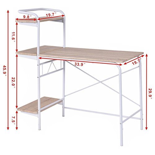 Computer Desk W/3-Tier Book Shelf Home Office Furniture Laptop Writing Desk New