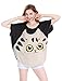 Allegra K Women Cat T Shirt Dolman Sleeve Loose Summer Tops Black S