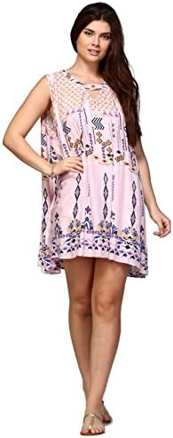 Velzera Women's Sleeveless Boho Print Tunic Mini Dress Boho Chic Reg & Plus Size