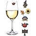 Fall Wine Charms - Magnetic Glass Markers Perfect for Autumn and Thanksgiving Set of 6 by Simply Charmed