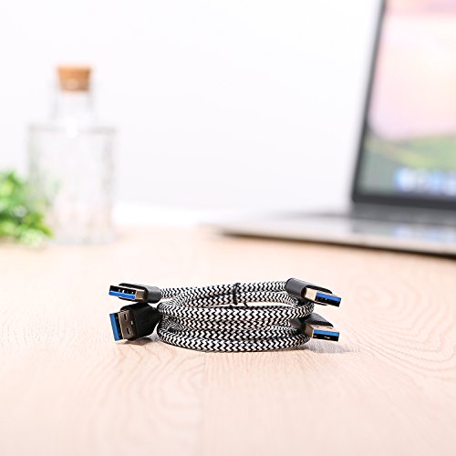 USB to USB 3.0 Cable, Besgoods 2-Pack 1.5ft Short Braided USB 3.0 A to A Cable - A Male to Male USB Cable Cord for Laptop Cooling Pad, DVD Players, Hard Drive Enclosures, White - Thumbnail 6