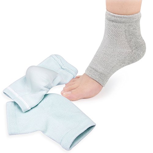 Amcami 4 Pairs Open Toe Heel Moisturizing Gel Socks Soft Ventilate Gel Heel for Dry Hard Cracked Skin Comfy Day Night Care Skin (Gray,Green,Pink,Black)