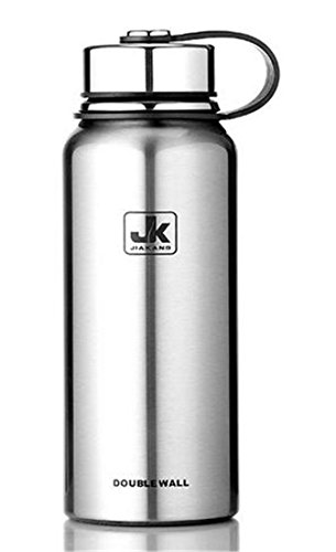 , Wide Mouth Travel Cycling Hiking Sports Water Bottle Silve
