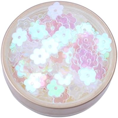 6mm Colorful Iridescent Gold Pink Purple White Yellow Green Flower Flat Loose Sequins Paillettes … (Tranparent White AB)
