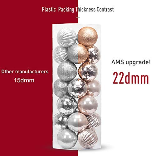 AMS 40mm/28ct Christmas Ball Mini Plating Ornaments Tree Collection for Holiday Parties Decoration (1.57''，Champagne) - Thumbnail 2