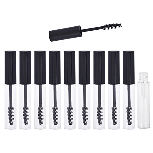 Coobbar 10ml 10pcs Empty Eyelashes Mascara Tube Vial Liquid Plastic Bottle Cosmetic Container With Black Cap