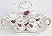 Miniature Collectible RED ROSE Porcelain Tea Set: Teapot, Sugar Bowl, Creamer, 2 Teacups, Serving Platter