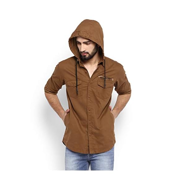 mufti white slim fit hooded shirt