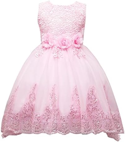Tutu Ball Gown Sleeveless Lace Court Train Zipper Flower Girl Dresses Kids Pageant, 2-4 Years, Pink
