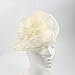 FeiYu Crafts Penny Mesh Hat Fascinator with Mesh Ribbons and Ivory Feathers