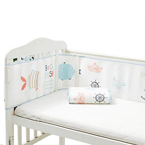 Wenosda Baby Cot Bumper Breathable Crib Enclosure 3D Sandwich Mesh Liner for Infants Baby's Bed Suitable for All Seasons (Fish Pattern, 30029cm/11811.5in)