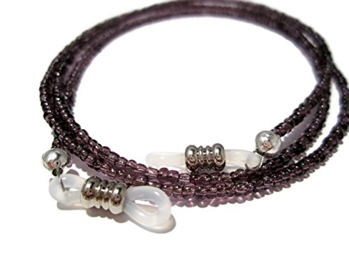 ATLanyards Pretty Plum Purple Seed Bead Eyeglass Holder Purple Beaded Eyeglass Chain