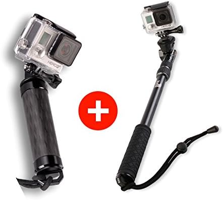 Selfie Stick and Floating GoPro Handle Pack | Use as GoPro Pole and Monopod | Camera Mount | Go Pro Accessories Kit | Use with iPhone 6 and 7 and Hero 3 4 5 Black Silver | (No Bluetooth)