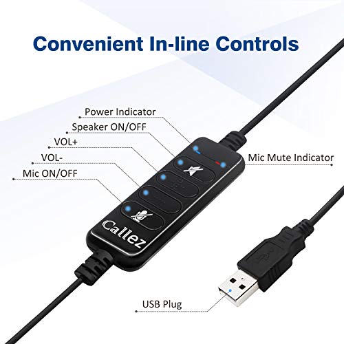 USB Headset PC für Business Skype UC Lync SoftPhone Call Center Office, Stereo PC Kopfhörer mit Mikrofon Noise Cancelling & Lautstärkeregler, Kristallklar Chat, Super Leicht, Ultra Komfort – Bild 5