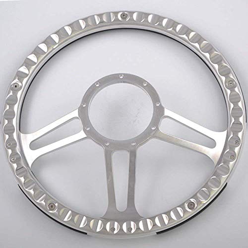 Flashpower 14'' Billet Half Wrap 9 Bolts Steering Wheel with 2'' Dish and Horn Button(Tan)