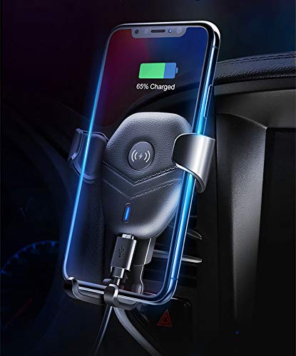 Air Vent Phone Mount Holder Wireless Charging Car Charger for iPhone Xs Max XR 8 Plus For Samsung Galaxy S9 S8 S7 S6 Edge Note 8 9 Wireless Charger (CW4 5W Black)