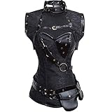 MASS21 Women's Brocade Steampunk Overbust Corset with Jacket and G-String