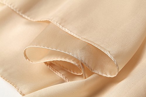 Bellonesc Silk Scarf 100% silk Long Lightweight Sunscreen Shawls for Women (cream colored) - Thumbnail 5