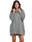 Zeagoo Women Cowl Collar Raglan Sleeve Solid Loose Pullover Hoodie Dress