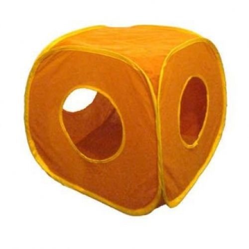 Pop Up Play Cube for Cat Kitten Small Pets Fun Box Foldable Random 4 Colours (Orange)