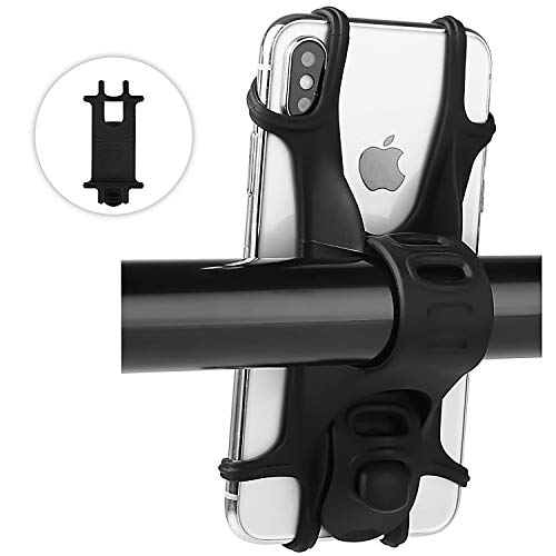 Bike Mount, WAAO Universal Bicycle Phone Holder, Adjustable Silicone Handlebar Rack for Samsung Galaxy S9/S8 Plus, All 4.0"-6.0" Phones, Ideal for Road Mountain Bikes Motorcycle